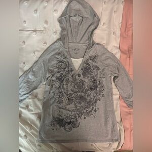 Sporto Gray Floral Hoodie